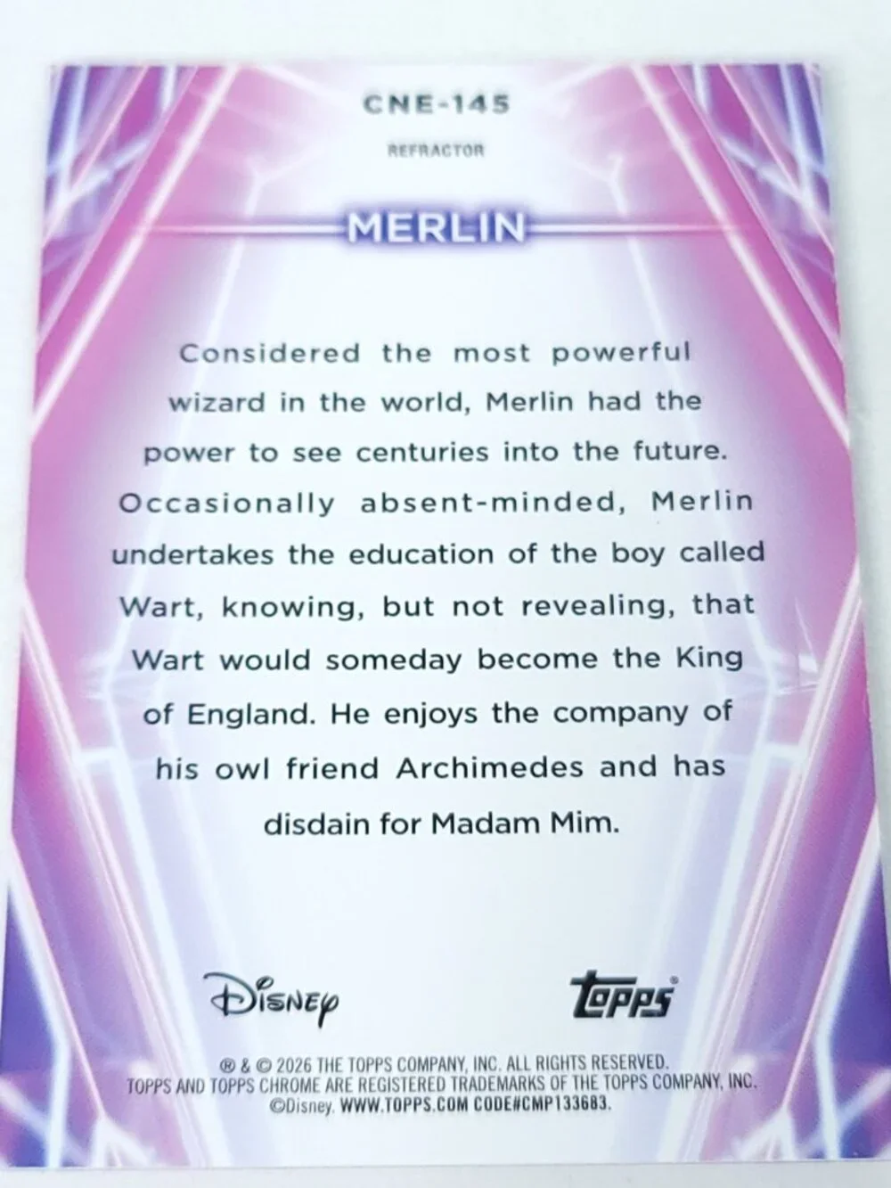 Merlin Topps 2026 Disney Neon Holo Chrome Refractor Limited 151/199 CNE